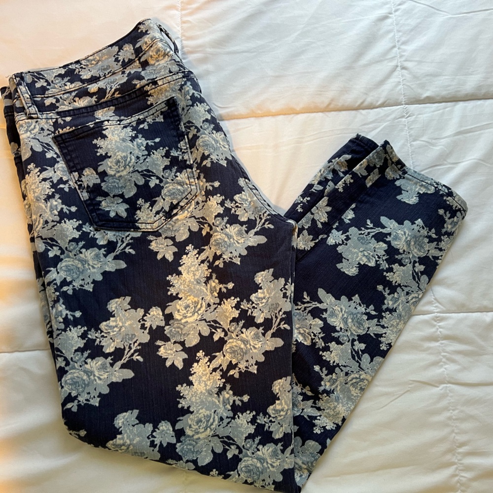 Gap 1969 Always Skinny Floral Denim Blue Jeans